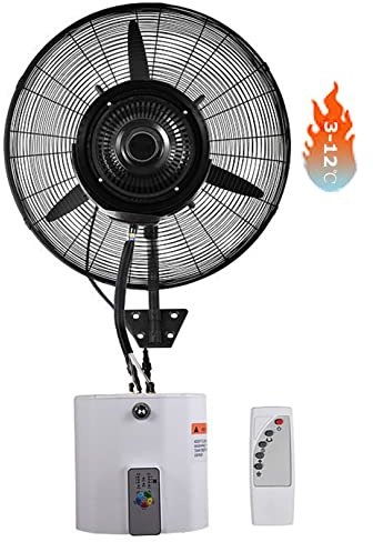 Ventilatore nebulizzatore con telecomando, ventilatore a parete oscillante impermeabile a 90°, funzionamento regolabile a 3 velocità per raffreddamento e comfort