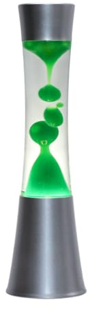 Licht-Erlebnisse Frische Lavalampe Grün SANDRO 39,5cm hoch Silber mit Schalter Tischlampe Retro Wohnzimmer Jugendzimmer