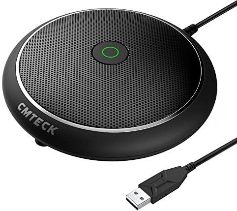 CMTECK Microphone USB de conférence, Microphone de Bureau d'ordinateur avec Fonction Mute, Microphone omnidirectionnel à condensateur pour vidéo, Streaming, appels VoIP, Plug & Play, Compatible avec