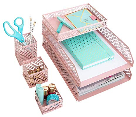 Blu Monaco Schreibtisch-Organizer, stapelbar, 6 Stück 6 Piece Set rose