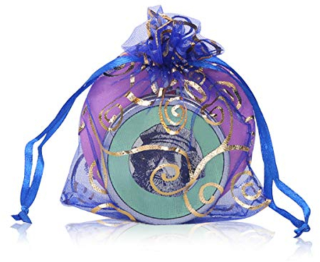 YFZYT 100 Stück Bunte Organzasaeckchen Organzabeutel Gastgeschenke Bonbons Organza Kordelzug Schmuckbeutel für Hochzeit Weihnachten Party Garten - 15x20 cm/5.91x7.87 Zoll Zoll, Blau Gold