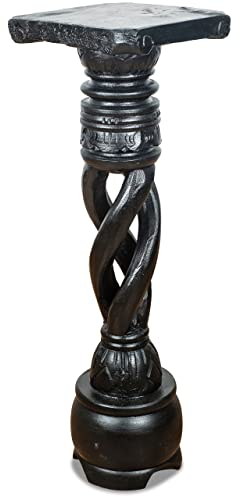 livasia gedrehte Deko Holzsäule 60cm – Antik-Look Podest, Blumensäule, Dekosäule aus Albiziaholz – Balinesische Handwerkskunst, Nachhaltig und Einzigartig (Schwarz)
