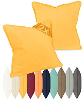 Gözze 2er Pack Kissenhülle Angora Feeling Markenqualität in 10 Farben 1333.2037, gelb, ca. 50 x 50 cm