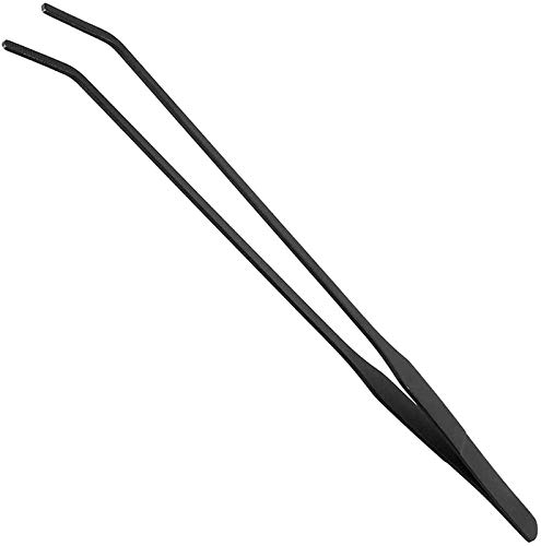 EvaGO Pinzette curve nere per acquario, 26,9 cm, in acciaio inox, con rivestimento protettivo per carbonatazione contro la ruggine, pinze lunghe per l'alimentazione di rettili, piante acquatiche,