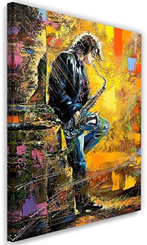 Feeby Bild auf Leinwand Musik Kunstdruck modern für Schlafzimmer Gelb 60x90 cm