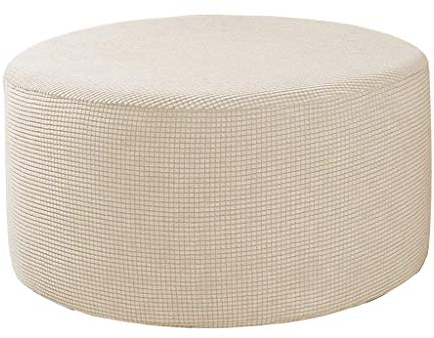 Baoblaze Hussen Runde Fußstütze Hocker Covers Stretch Material, Gewebe Lagerung Deckt, Hohe Spandex Schutzhülle Waschbar, Beige