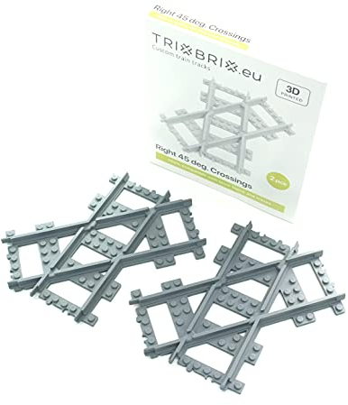 Trixbrix.eu Right 45 deg. Crossings Compatible with Lego City Train Sets 60197 60198 10277 60205 60238 60337