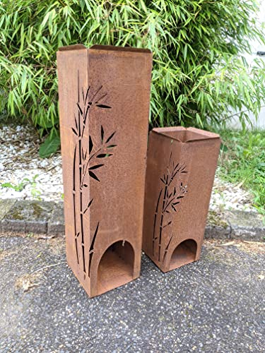 Lot de 2 Jardinières, Pots de Fleurs Plante Exterieur en Métal Patiné - Hauteur : 60 cm - 031881,031881-1