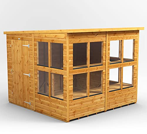 Powersheds High Grade Premium Pent Potting Greenhouse Wooden Shed with Security Features, PVC Window sills, Door & Window Flexibility, made from 12mm Extra Thick Timber & Toughened Glass