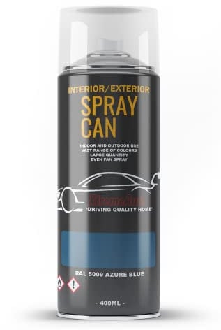 Xtremeauto Spray Paint Finish For Indoor And Outdoor Use Garden Cars Home Kitchen Bathroom Furniture Art Craft Bikes Radiators Metal Wood Plastic Glass UPVC Stone PVC RAL 5009 Azure blue