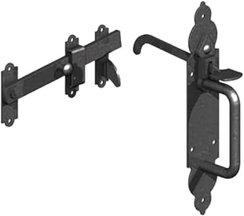Infinity Decor Pestillo de puerta Suffolk ornamental de hierro resistente de 25,4 cm para uso en exteriores