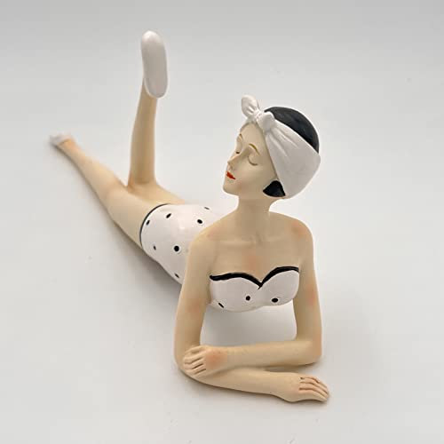 Werterhalt ums Haus Badenixe im Stil der 50er und 60er Jahre, träumt vom Meer, von Strand und Sonne (liegend - weiß/schwarz)