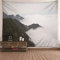 EHOMERY Tapiz Oriental Suelo Piscina Cuadrada Altas Montañas Y Nubes Marrón Blanco Salon Pared Grande Paisaje para Decoración Sala Estar del Dormitorio 200X200Cm
