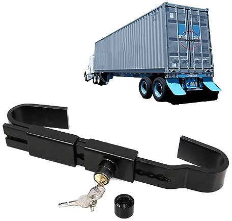 RYANSTAR RACING Verstellbares Stahl-Fracht-Türschloss, Versandbehälterschloss, Anhängerschloss, LKW-Zubehör, Lagerung, 30 cm - 46,5 cm, Verriegelungsabstand mit 2 Schlüsseln und Schutzhülle, Schwarz