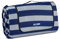 Relaxdays XXL Picknickdecke, 200x300 cm, isoliert, wasserdicht, gestreifte Fleece Stranddecke, Tragegriff, blau/grau
