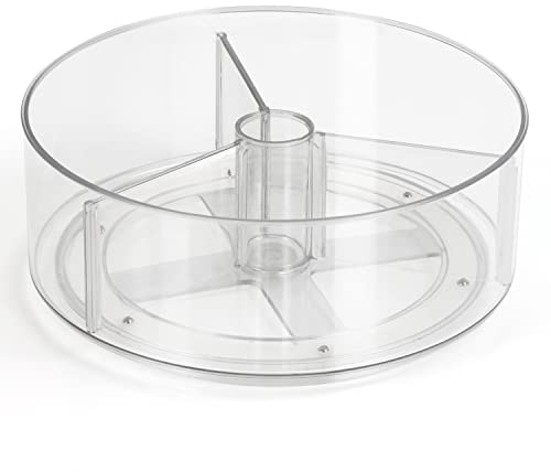 Belle Vous Vassoio Girevole Trasparente con Divisori - Organizzatore Girevole per Portaspezie in Plastica da 23 cm - Piatto Girevole con 3 Scomparti per Cucina, Bagno e Dispensa - Spezie e Profumi