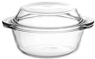 Ritzenhoff & Breker Auflaufform Cucina, Runde Ofenform mit Glasdeckel, 23 x 19 cm, 1000 ml, Glas, Spülmaschinen- und Mikrowellenfest