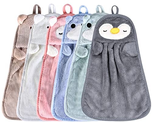 6 Pcs Toallas De Mano para Cocina, Toallas De Mano De Cocina, Toallas De Mano, Toalla De Mano, Divertidos Toalla De Mano Toallas Pequeñas Bebe, Toallas De Terciopelo Coral Gruesas