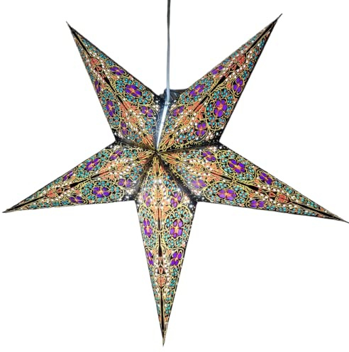 Yepsio Papierstern-Laterne - Großer 60 cm Stern, hängende Dekoration für Weihnachten, Hochzeit, Zuhause, Party, Galaxie