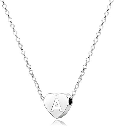 KENYG S925 Silver A-Z Capital Initial Heart Pendant Necklaces for Women Girls Lady for Christmas Birthday Graduation,Women Choker Tiny Necklaces Fashion Jewellery (A)