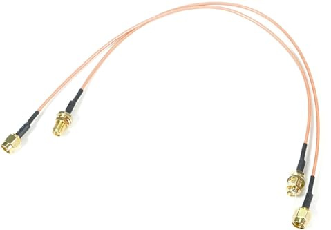Fohevers Confezione da 2 cavi SMA maschio a femmina RG178 cavo di prolunga da 30 cm (12 pollici), cavo coassiale a bassa perdita