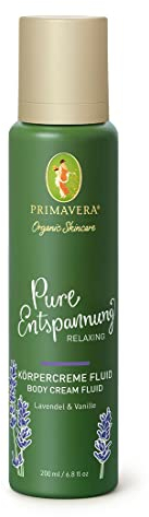 PRIMAVERA Pure Entspannung Körpercreme Fluid 200 ml – Body Lotion, Naturkosmetik – Lavendel, Vanille Duft – beruhigend, nährend, glättend – vegan