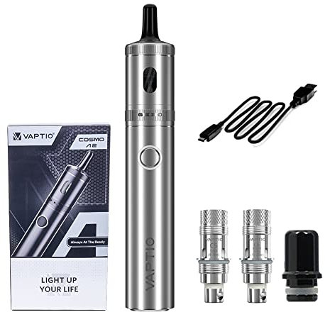 VAPTIO Cosmo A2 Kit Vape Pen 2000mAh 25W Sigaretta Elettronica con Cosmo Bobina in rete da 2 pezzi 0,7ohm(C5) / 1,0ohm(C6),no liquido no nicotina(argento)