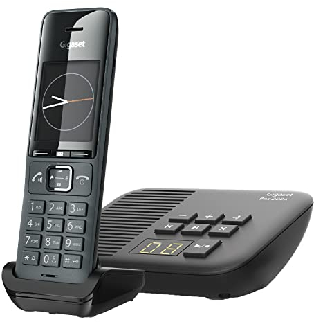 Gigaset Comfort 520HX & Box 200A – DECT-Mobilteil mit Ladeschale – Elegantes Schnurloses Telefon Beste Audioqualität mit Freisprechfunktion - DECT-Basis unterstützt 6 Mobilteile, schwarz