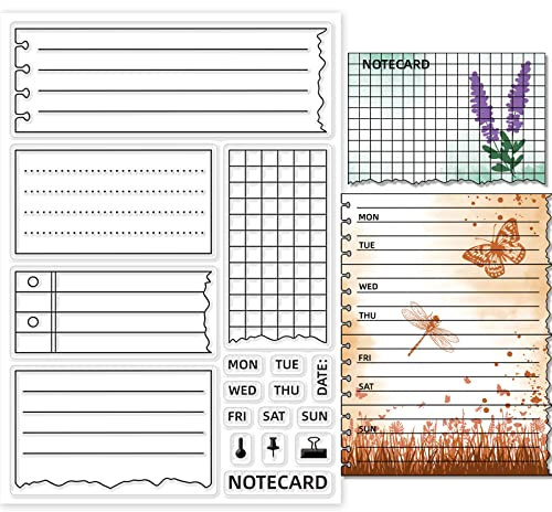GLOBLELAND Clear Stamp Notebook Stamp Silikon-Stempelset 5 Silikon-Notizblock-Vorlagen Und 12 Marker Für Notizbücher Zum Selbermachen, Tagebuch Schreiben, Wochenplaner, Aufgabenliste