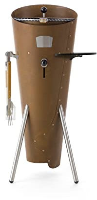 FOCOTTO | CONOGRILL-Full CORTEN | Design-Grill aus Corten-Stahl inklusive Zubehör | Doppelgrill, BBQ-Kit, Tischset | Außenbereich | Holz, Holzkohle (Cortenstahl)