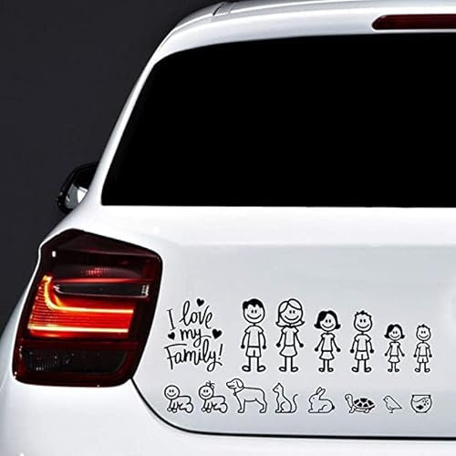 TusPersonalizables Pegatinas Familia Feliz Pack de 15 Adhesivos Calcomanias Stickers para Coche (Negro)