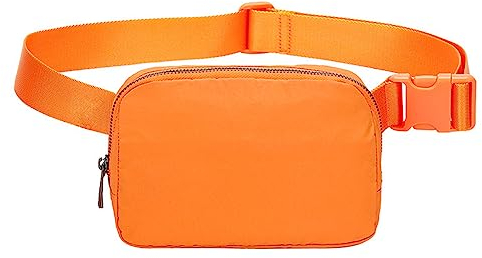 Hixingo Stylisch Bauchtasche für Damen und Herren, Hüfttasche Verstellbare Sport Groß Gürteltasche mit Reißverschluss für Outdoor Laufen Wandern Radfahren Gehen (20x5x14cm,Orange)