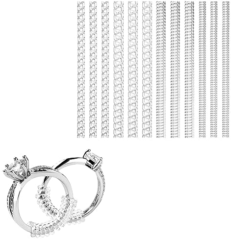 flintronic Ringgrößenversteller für Lose Ringe, 12 Stück Transparent Ring Verkleinern, Ringgrößenversteller Silikon Ring Size Adjuster für alle Ringe, Ringschutz für Frauen, mit Schmuck Poliertuch