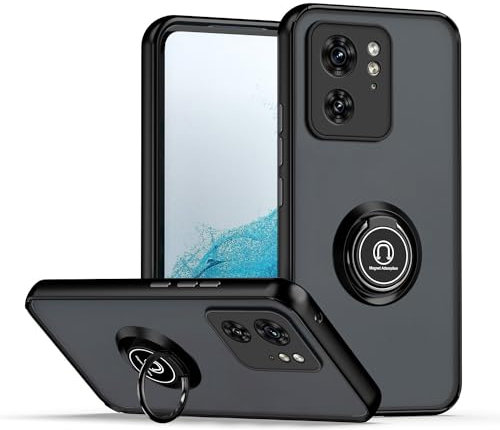 XINYEXIN Coque pour Motorola Edge 40, Etui Téléphone Antichoc avec Anneau de Support, Hard PC et TPU Bumper Mat Translucide Case Cover - Noir