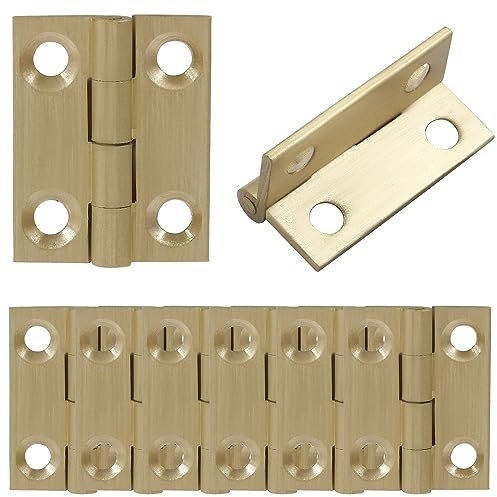 Murtenze Lot de 8 mini charnières en laiton massif de 2,5 cm pour armoire, tiroir, boîte en bois