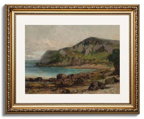ARPEOTCY Wandkunst, Vintage-Stil, goldgerahmt, Naturlandschaft, Retro-Gemälde, Leinwanddruck, Kunstwerk mit antikem Rahmen, viktorianisches Wandbild, Dekoration für Zimmer, Galerie, Wohnzimmer, 33 x