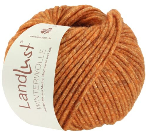 LANA GROSSA Landlust Winterwolle | Soffilo mit Yakfasern | Handstrickgarn aus 50% Schurwolle (Merino), 35% Baumwolle & 15% Yak | 50g Wolle zum Stricken & Häkeln | 70m Garn FB30