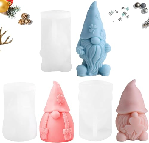 Tashce 3D Wichtel Silikonform, Kerzenformen zum Gießen Kerzen Silikonform Kerze Weihnachtsmann, Weihnachten Kerzenform Silikonform Kerzen Selber Machen Set für Herstellung Von Kerzen Aromatherapie