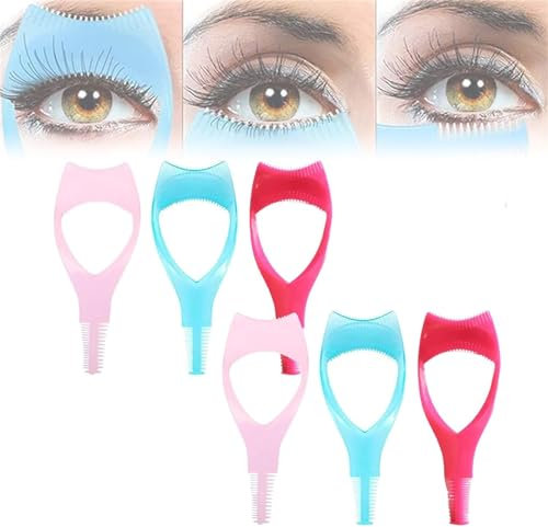 Mascara Shield Applicator Guard 3 in 1 Wimpern Werkzeuge Augen Make Up Eyelid Shield Wimpern Schablone Bürsten Wimperntusche Guide Kamm Tool für Damen Mädchen Anfänger (Bunt*6)