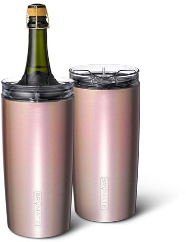 BrüMate Togosa 2-in-1 Wine Chiller Bucket & Pitcher | 100% Leakproof Locking Lid | Portable Chiller Fits Most Wine, Champagne, & Liquor Bottles | Perfect Wine Gift | 49oz (Glitter Rose Gold)