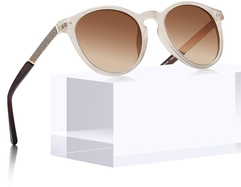 CARFIA Vintage Sonnenbrille Damen, Hochwertige Runde Polarisierte Brille mit 101% UV-Schutz
