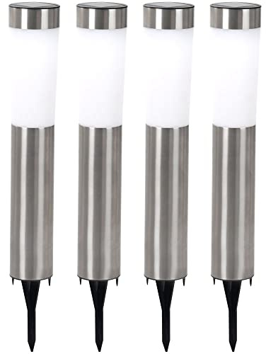 Solarleuchte Edelstahl Außenlampe Erdspieß Solar Stecklampe Gartenleuchte, LED 0,06W, DxH 7,5x56 cm, 4er Set