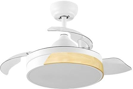 Casa Shop Ventilador techo con luz LED 72W Motor DC, silencioso con Mando a Distancia, 3 tonalidades de Luz, 3000K-6000K aspas plegables Función verano-invierno (MADERA)