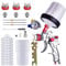 HVLP-Spritzpistole, Spritzpistole-Kit mit 10 Stück 600ML Einwegbechern Spritzpistole Cups &Druckmesser, Auto-Spritzpistolen-Kit mit 3 Düsen 1.4/1.7/2mm&Farbmischbecher (Rot)