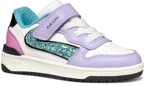 Geox Girl's J Washiba Girl a Sneaker, Lilac Turquoise, 4.5 UK