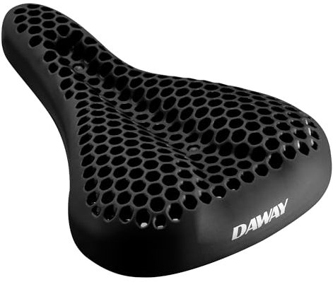 DAWAY S7 Silikon-Gel Gepolsterter Fahrradsattelbezug - Stoßdämpfendes Fahrradsattelpolster für Männer Frauen, Komfort, Rutschfest, Passt für Mountainbike, Rennrad, Heimtrainer - Schwarz, 28 cm x 18 cm