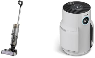 Shark HydroVac Nettoyeur sans Fil sols durs, Brosse roulante, autonettoyant, WD210EU NeverChange jusqu'à 5 Ans Purificateur d'air, Couverture 60m², Capture 99,97% des Allergènes, HP150EU