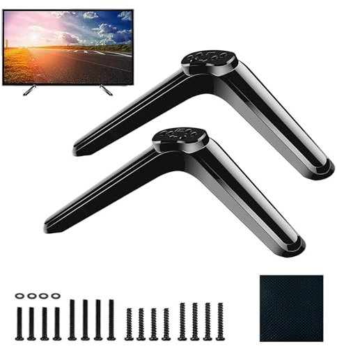 TV Legs, TV Pedestal Feet Stand Mount Compatible with Most 32 40 49 50 55 Inch TCL Roku TV, Plastic TV Stand Base Replacement Table Desk Pedestal TV Stand Feet Legs with Screws Replacement TV Stand