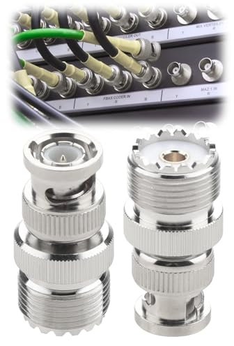 brileze 2 Pack BNC to SO239 Adapter RF Coaxial Aerial Connector BNC Male Plug to UHF PL259 Female Low Loss Ham Radio for RF Antennas Wireless LAN Devices Coax Jack Cable Wi-Fi Radios