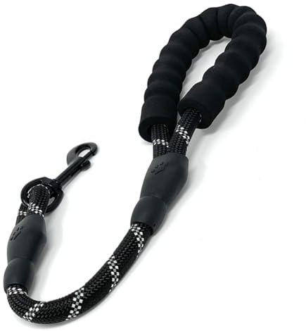 One Piece Soft Padded Short Dog Leash Non-Slip Comfortable Handle Short Dog Ropes Useful Reflective Threads Dog Leash for Small Medium Large Dogs